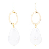 Pretty Drops of White Freshwater Pearl Golden Drop Earrings - Barse Jewelry