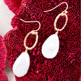 Pretty Drops of White Freshwater Pearl Golden Drop Earrings