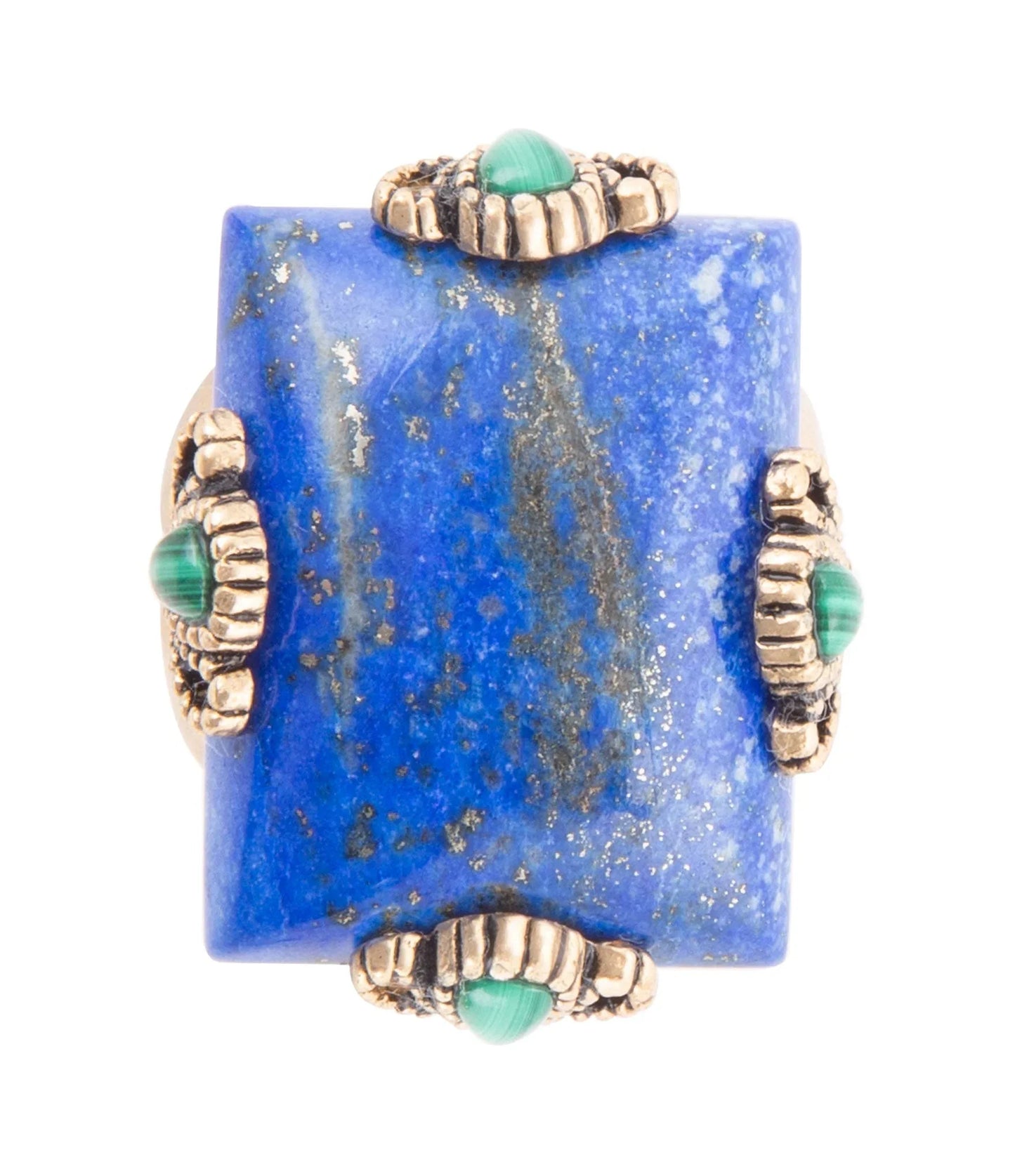 Prismatic Blue Lapis and Malachite Golden Ring - Barse Jewelry - Flyclothing LLC