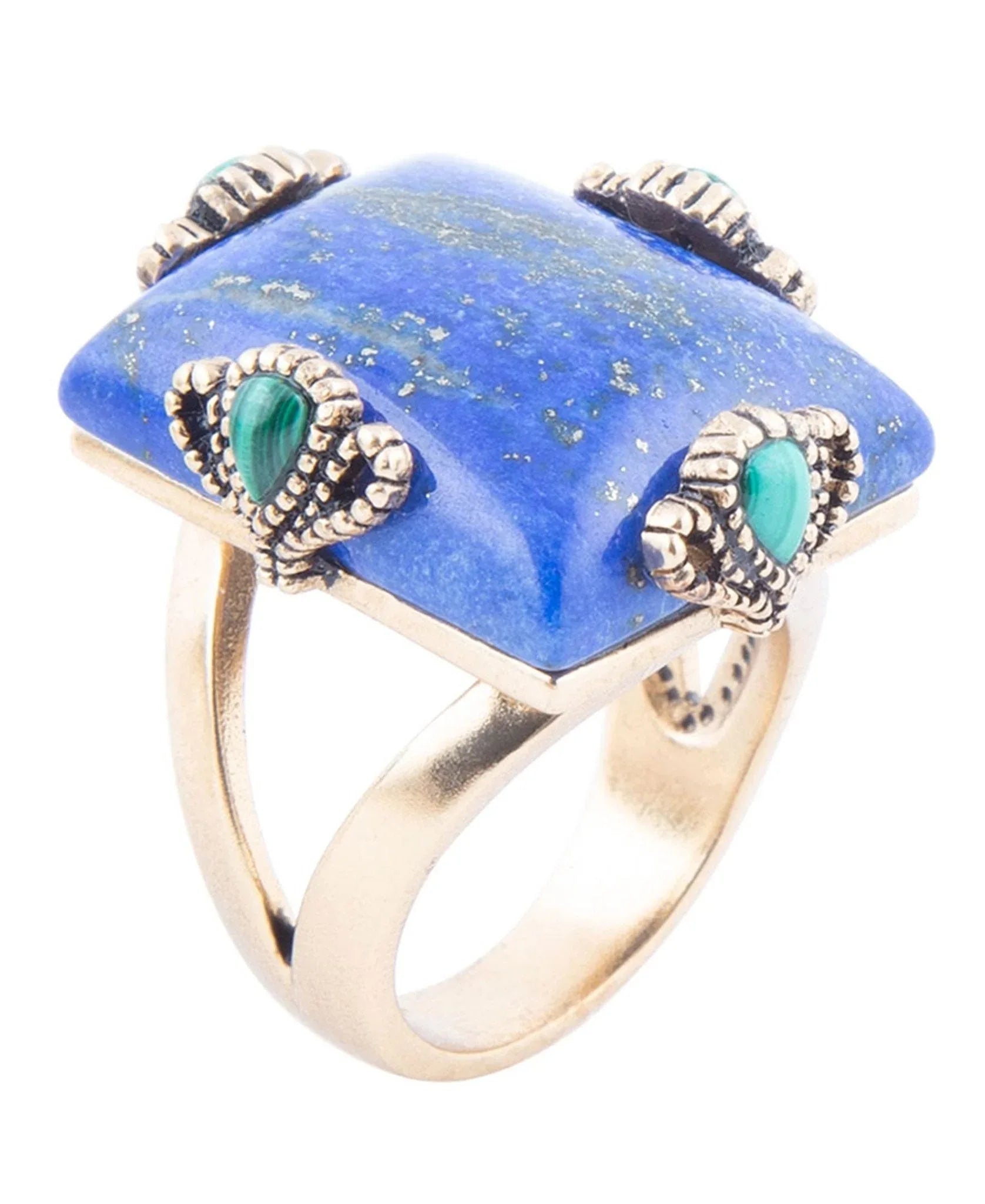 Prismatic Blue Lapis and Malachite Golden Ring - Barse Jewelry - Flyclothing LLC
