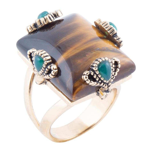 Prismatic Brown Tiger's Eye Statement Golden Ring - Barse Jewelry - Flyclothing LLC