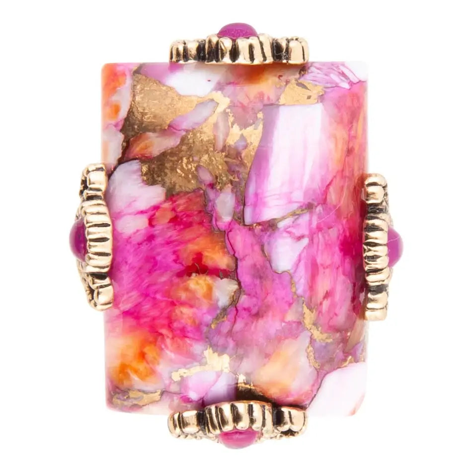 Prismatic Pink Spiny Oyster Matrix Statement Ring - Barse Jewelry - Flyclothing LLC