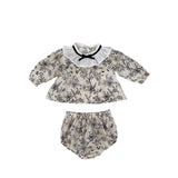 New Arrival For Spring: Floral Painting Pattern Top And Shorts Set