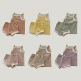 Baby Girl Solid Color Thin Style Pure Cotton Vest Combo Shorts 2 Pieces Sets Home Clothes - MyKids-USA™