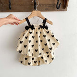 New Arrival For Summer: Heart Print Camisole Dress And Shorts Set