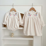Baby Onesies or Dress For Girls With Long Sleeves And Embroidered Flowers - MyKids-USA™