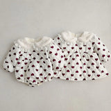 Red Heart Pattern Peter Pan Lace Collar Long Sleeve Fashion Princess Onesies&Dress - MyKids-USA™