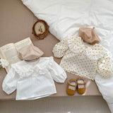 Baby Girl Solid Color Doll Neck Long Sleeve Blouse