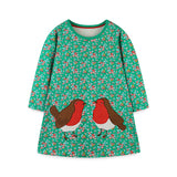 Girls’ European-American Style Floral/Polka Dots Cartoon Pattern Dress