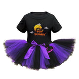 Arrival Girls’ Halloween Costume: Short Sleeves Cartoon Print Witches Cosplay Party Tulle Patchwork Dress - MyKids-USA™