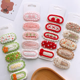Korean-Style Versatile Knit Hair Clip With Sweet Floral Design For Girly Charm 5-Piece Set - MyKids-USA™