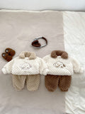 Winter Baby Thick Thermal Long Sleeve Lovely Dog Cartoon Pattern Sweater And Pants Two Pieces Sets - MyKids-USA™