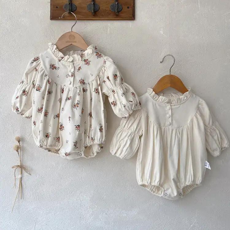 Infant Baby Sisters Clothing Romper Combo Dress In Autumn Outfit Wearing - MyKids-USA™