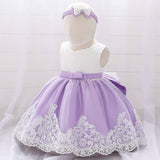 Baby Girl Floral Mesh Overlay Design Princess Full Moon Formal Dress & Headband - MyKids-USA™