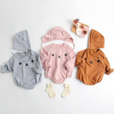 Baby 1pcs Cartoon Print Pattern Long Sleeved Cotton Triangle Onesies With Hat - MyKids-USA™