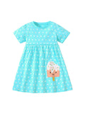 Spring And Summer Baby Girls Short Sleeves Ice-Cream Cartoon Polka Dots Dress - MyKids-USA™