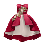 Baby Girl Flower Embroidered Pattern Vest Formal Dress Birthday Dress - MyKids-USA™
