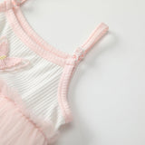 Summer Arrival Baby Girls Cute Color Patchwork Butterfly Pattern Sleeveless Tulle Dress Design Onesies - MyKids-USA™