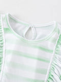 Summer New Arrival Baby Kids Girls Sleeveless Light Green Striped Crew Neck Dress - MyKids-USA™