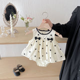 Summer Arrival Baby Girls Cute Sleeveless Polka Dots Pattern Dress Design Strap Onesies