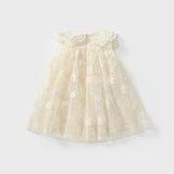 Summer Arrival Baby Girls Cute Floral Pattern Tulle Sleeveless Dress with Collar - MyKids-USA™
