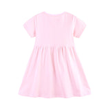 Summer Pure Cotton Colorful Rainbow Pattern Short Sleeves Pink Dress for Stylish Girls - MyKids-USA™