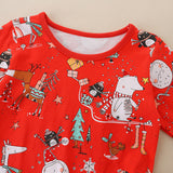 Baby Girl Cartoon Print Pattern Christmas Loose Long Dress