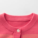 Baby Girl Colorful Striped Pattern Single Breasted Design Knit Cardigan