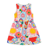 Baby Girl Cartoon Print Pattern Sleeveless Cute Dress In Summer - MyKids-USA™