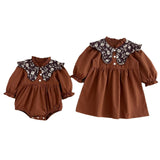 Arrival Spring Baby Kids Girls Vintage Floral Pattern Long Sleeves Onesies and Dress – Princess Sister Matching Set - MyKids-USA™
