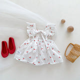 Summer New Arrival Baby Girls Sleeveless Cherry Print Onesies Dress