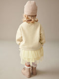 Design Autumn Girls Sunflower Pattern Logo Crew Neck Long Sleeves Tulle Patchwork Dress