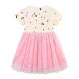 Summer Arrival Baby Girls Cute Colorful Dots Pattern Short Sleeves Tulle Patchwork Dress - MyKids-USA™