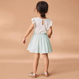 Summer Arrival Cartoon and Stripe Pattern Fly Sleeves Dress for Stylish Girls - MyKids-USA™