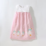 Summer Baby Girls Sleeveless Plaid Patchwork Geese Pattern Dress - MyKids-USA™