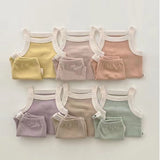 Baby Girl Solid Color Thin Style Pure Cotton Vest Combo Shorts 2 Pieces Sets Home Clothes