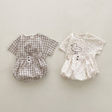 Baby Girl Plaid Polka Dot Pattern Duckling Print Short Sleeved Top Combo Pants Sets - MyKids-USA™