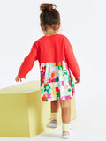 Design Autumn Girls Vivid Floral And Plaid Pattern Patchwork Long Sleeves Dress - MyKids-USA™