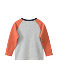 Baby Boys Dinosaur Cartoon Color Patchwork Crew Neck Long Sleeve Pullover - MyKids-USA™