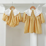 Arrival Autumn Baby Kids Girls Long Sleeves Plaid French Collar Onesies and Dress – Princess Sister Matching Set - MyKids-USA™
