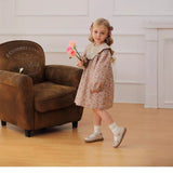 Design Autumn Girls Vintage Floral Long Sleeves Dress with Embroidery Collar - MyKids-USA™