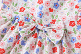 Baby Girls Floral Print Pattern With Bow Tie Design Round Collar Sleeveless Princess Newborn Onesies Dress - MyKids-USA™