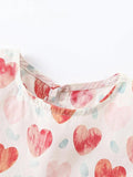 Summer New Arrival Girls’ Heart Pattern Short Sleeves Crew Neck Dress - MyKids-USA™