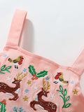 New Arrival Summer Girls Sleeveless Symmetrical Cartoon Pattern Strap Dress