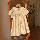 Summer Arrival Baby Kids Girls Cute Short Sleeves Teddy Pattern Embroidered Floral Dress - MyKids-USA™