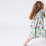 Summer Girls Short Sleeves Flowers Print Peter Pan Collar Dress