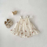Summer New Arrival Baby Girls Sleeveless Flowers Pattern Tulle Strap Onesies Dress - MyKids-USA™