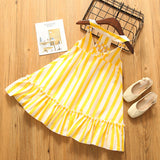 Baby Girl Striped Pattern Lace Design Sleeveless Dress - MyKids-USA™