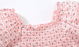 Pink Baby Girl Allover Floral Graphic Puff Sleeve Square Neck Cotton T-Shirt
