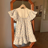 Summer Baby Kids Girls French Short Sleeves Floral Pattern Embroidered and Printed Dress - MyKids-USA™